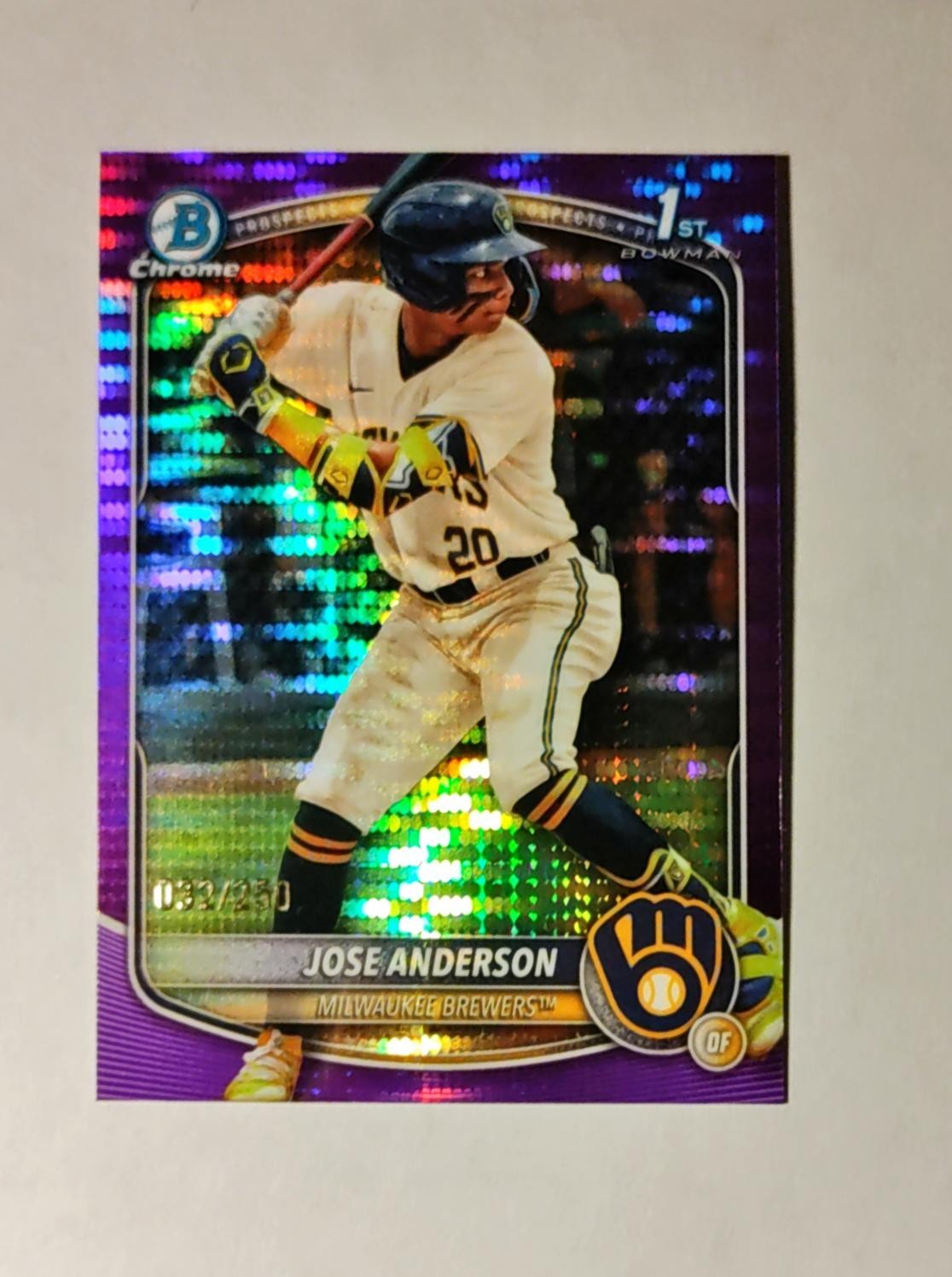 Jose Anderson 2025 1st Bowman Chrome PURPLE Pulsar REFRACTOR 032/250 #BCP-193 L6