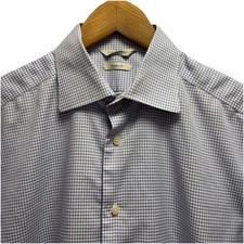 Suitsupply Men's 16/41 Slim Light Blue Plaid Button Front Traveller Dress Shirt