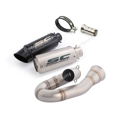 For Zontes 703R 703RR 2025 2026 Mid Exhaust Link Pipe Slip On 51mm Black Muffler