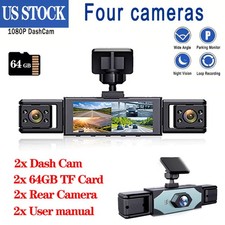 2PC Car Dash Cam 1080P 4Lens Car DVR Recorder Front And Rear Camera  64GB Card