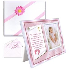 Baptism Christening Gifts Baby Blessing Picture Frame - "Numbers 6:24-26" - Girl