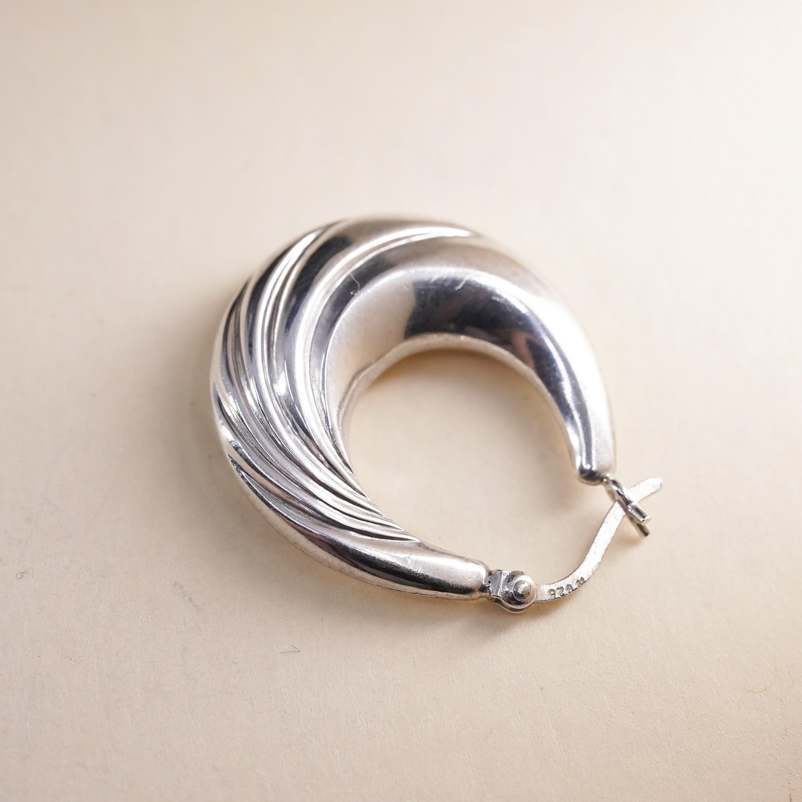 SINGLE EARRING 1", sterling silver loop single ea… - image 5