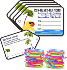 Duck Tags - 35 Pack, 2.2 X 3.5 Inches, Rubber Duck Tag with Hole and 35 Rubber B