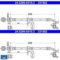 2X Bremsschlauch ATE 24.5296-0510.3 2 BremsschläUche Rechts Links Vorne