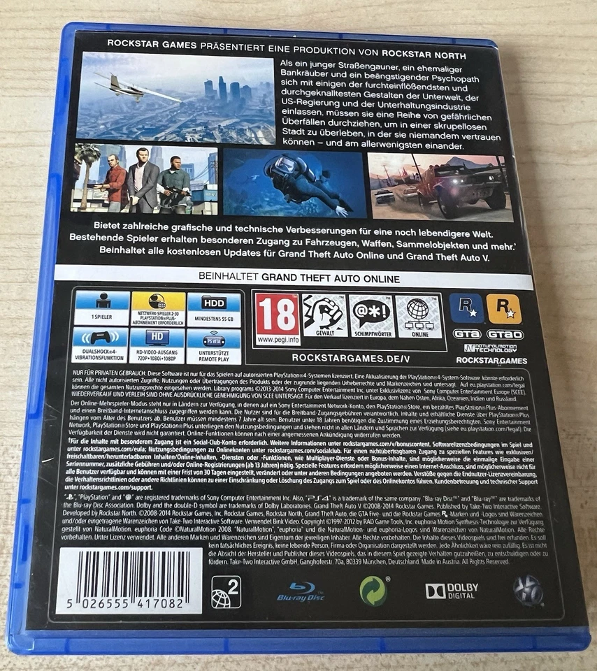 Sony PlayStation 4 Grand Theft Auto V GTA 5 - Inkl. Anleitung Karte In Gutem ZST, Foto 2 von 2