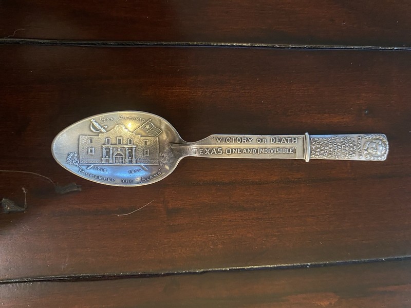 San Antonio Texas Sterling Souvenir Spoon "Remember the Alamo" Victory or Death