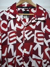 VTG 90s SEAN JOHN Black Label Button Up All Over Print Spell Out Size XXXL