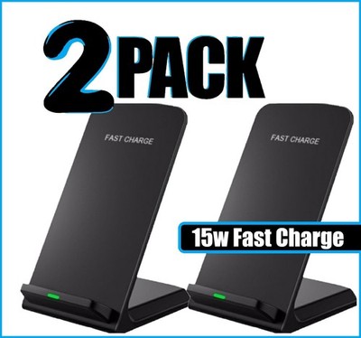 2 Pack Wireless Fast Charger Stand Pad for Samsung Galaxy S8 S9 S10 S20 S21 S22