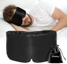 Silk Sleep Mask for Women Men, Mulberry Eye Mask Adjustable Blackout Blindfold
