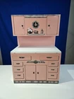 Vintage Wolverine Pink Kitchen Cupboard Hutch Tin Litho MCM Imperial Hoosier
