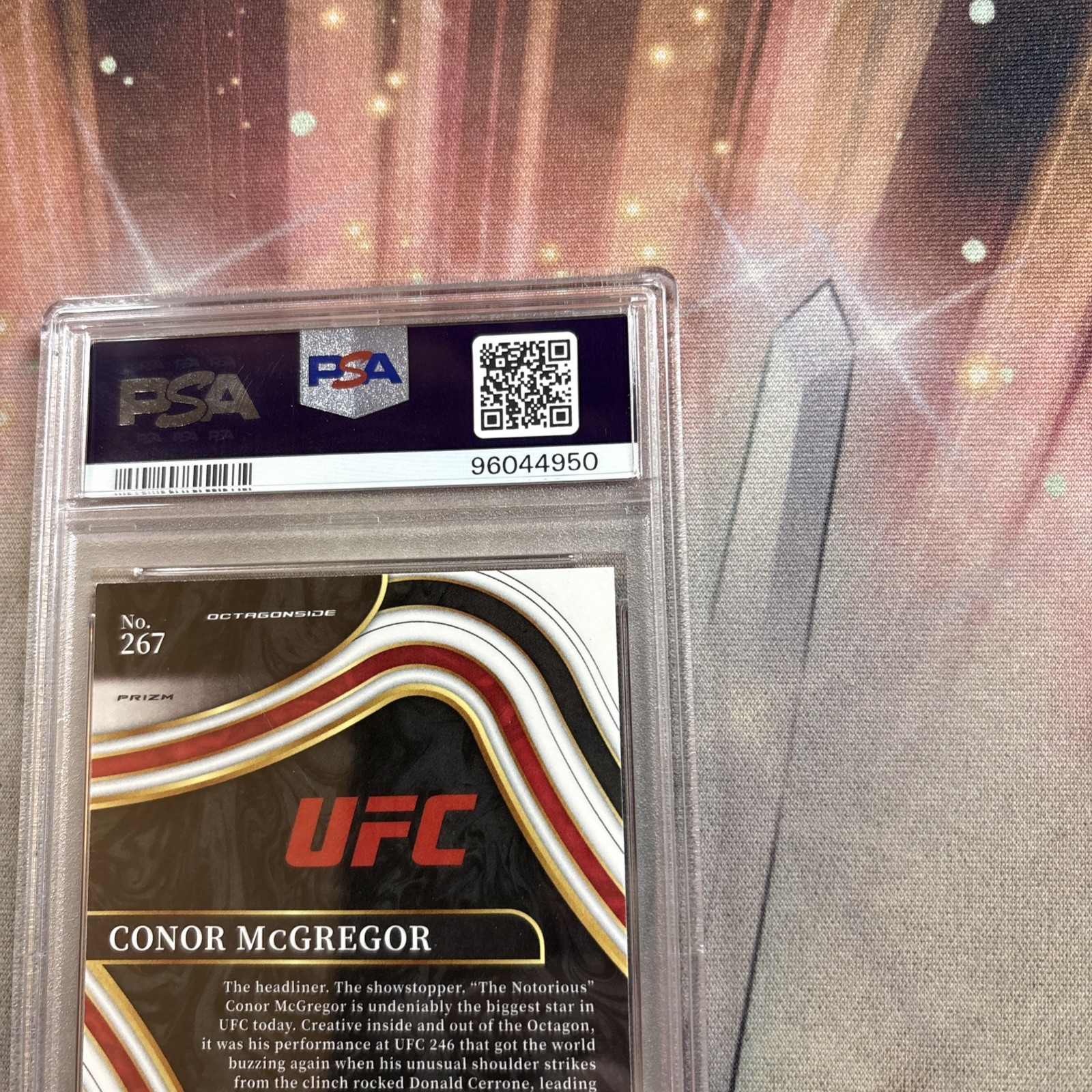 Panini 2022 Select UFC Octagonside Conor McGregor #267 Disco Prizm PSA 9 view 3