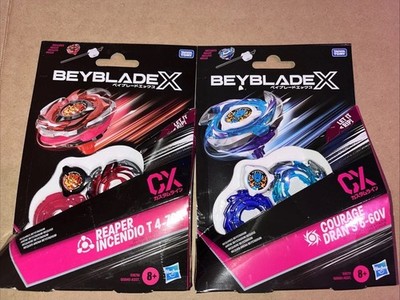Takara Beyblade X CX Lot of 2: Reaper Invention T 4-70k & Courage Dran S 6-60V