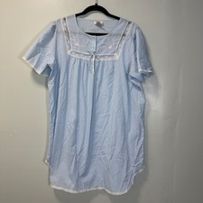 Vintage Barbizon Blue Lace Embroidered Nightgown L Sleepwear 09-58821