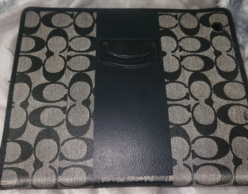 Coach Signature Print Black & Tan Tablet Case With Magnetic Closure & Protective - Image 2 of 4
