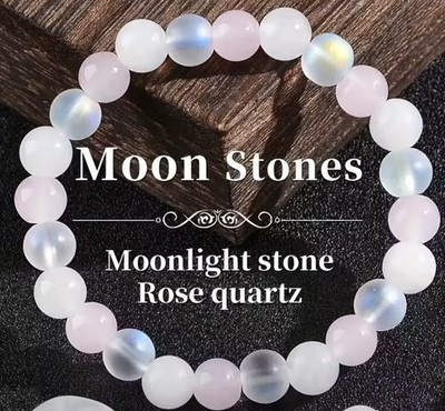 Neu Elegant Natürliche Heilung Weiß Mondstein Stein Perlen Armband Luxus Damen