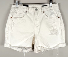 Blank NYC High Rise Roll Up Jean Shorts Distressed White / Ivory Women's 26 NEW