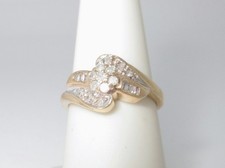Natural Diamonds Rings Flower Jewelry Solid Gold Diamond Ring 10k Size 6.75 R671