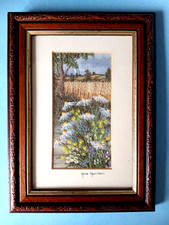 (371) Anne Harrison Framed & Glazed Hand Embroidery Picture # Cornfield Flowers