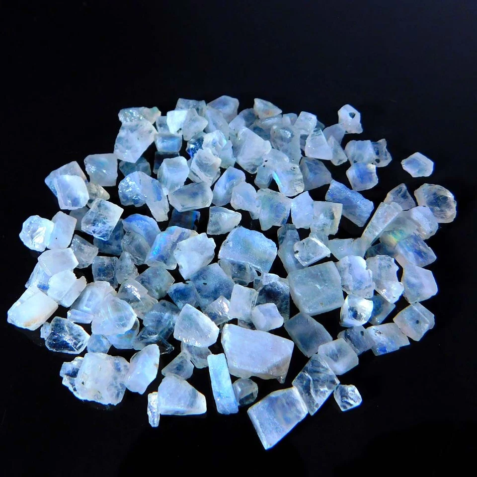 100% Natural White Blue Moonstone Collecton Fact Rough Loose Gemstone - Image 4 of 4