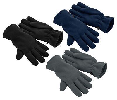 Beechfield BLACK BLUE or GREY Recycled Polyester Fleece Gloves