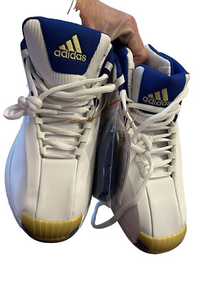 Adidas New Crazy 1 Sneakers White Blue Gold Size 12 Basketball