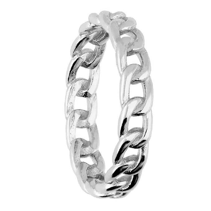 Cuban Link Chain Ring Sterling Silver 925 Hallmarked British Made Size ...