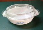 Vintage Anchor Hocking Fire King 1.5 Quart Oval Blue Cornflower Dish W/Clear Lid