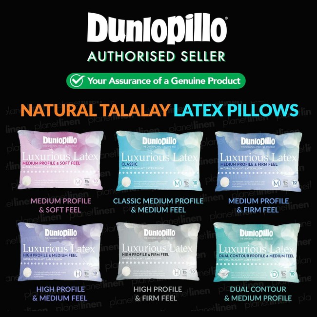 DUNLOPILLO Luxurious Talalay Latex Pillows Classic/Medium/High Up To 40% OFF RRP