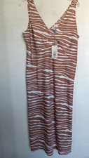 A New Day Cheetah Side Slit Dress Brown Animal Print Sleeveless Midi Size L NEW