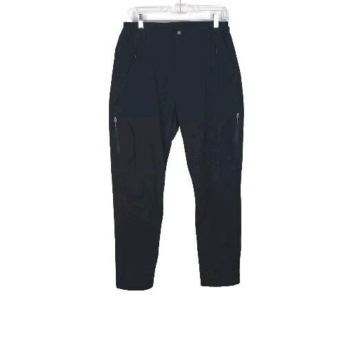 Black Stretch Fleece Lined Golf Hiking Gorpcore Pants Outdoor Pockets 30X30