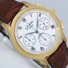 GLASHÜTTE ORIGINAL SENATOR KLASSIK CHRONOGRAPH UHR Ref 39-31-05-02-04 GOLD 18K
