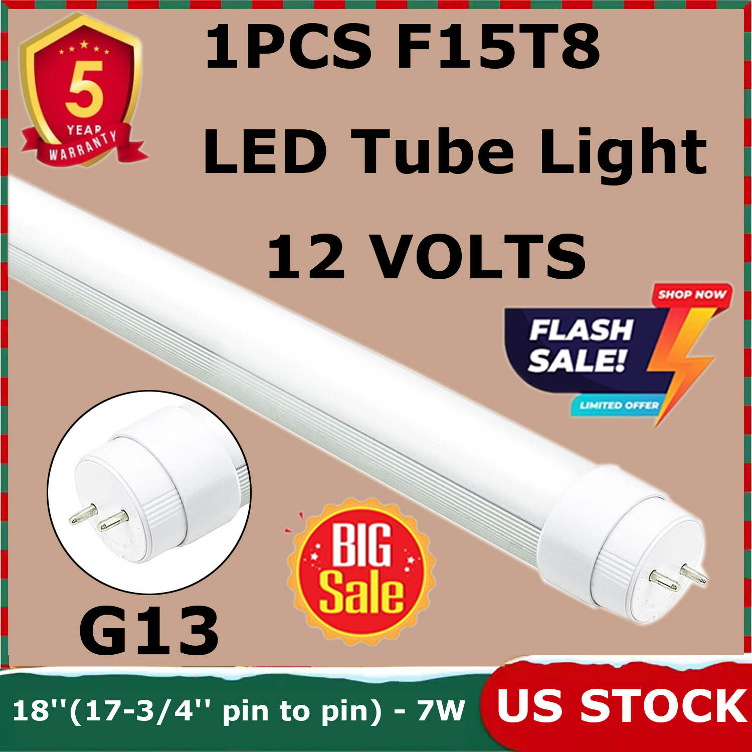 18" F15T8CW 7 Watts Cool White,T8 Bulb Replacement Fluorescent Linear