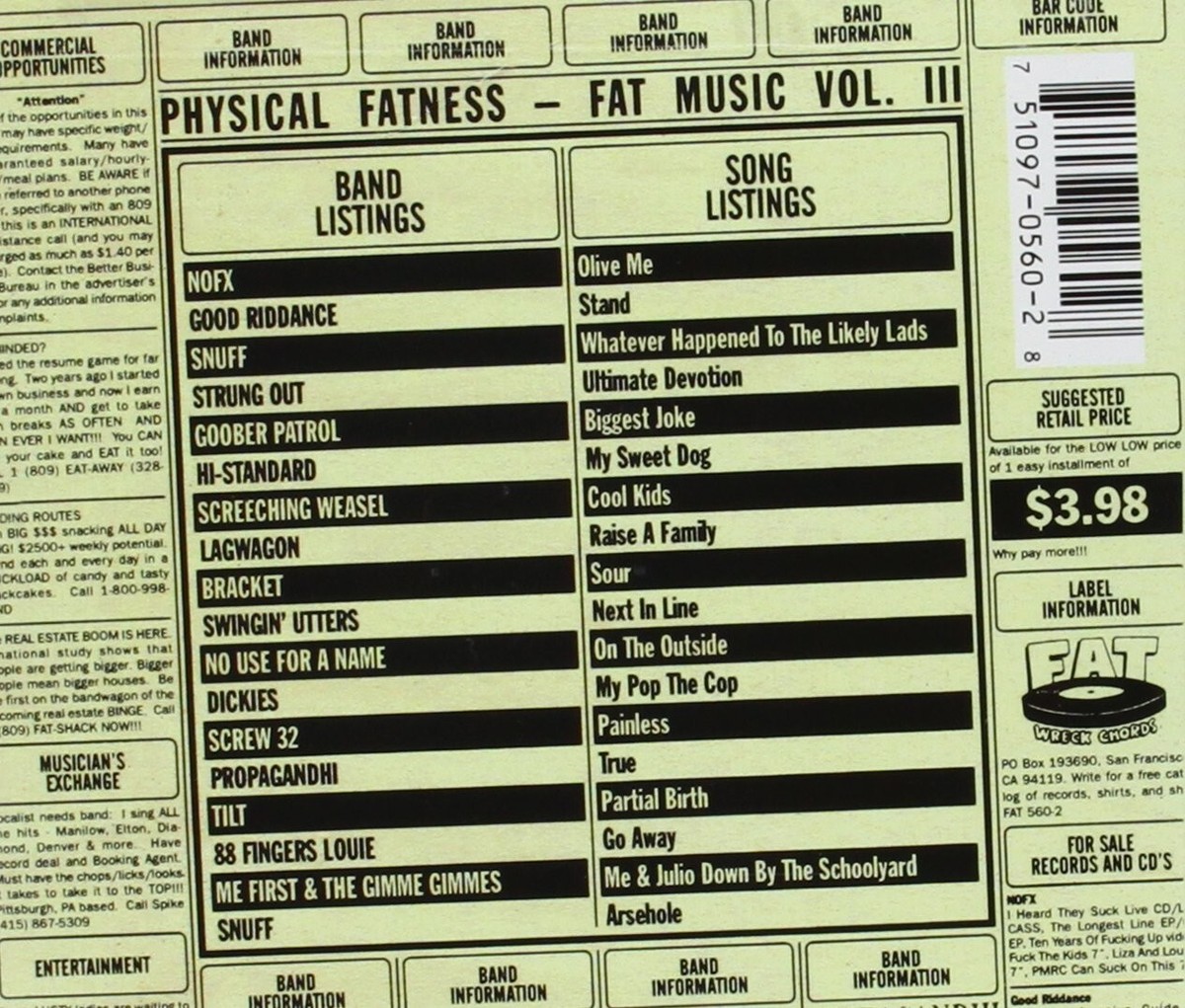Fat Wreck Chords Music Vol. III: Physical Fatness NOFX LAGWAGON 