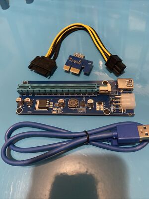 Ubit 6 Pack Latest PCI E GPU Riser Express Cable 16X to 1X 6Pin MOLEX SATA New