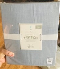 Pottery Barn Chambray Duvet Cover Pale Blue Twin Standard Sham Striped Kids