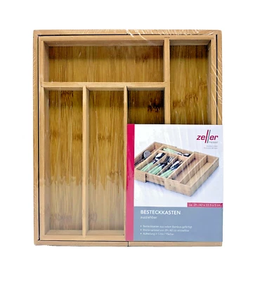 Zeller Besteckkasten ausziehbar aus Bambus - 5 - 7 Fächer 29 – 42 x 33,5 x 5 cm - Bild 1 von 3