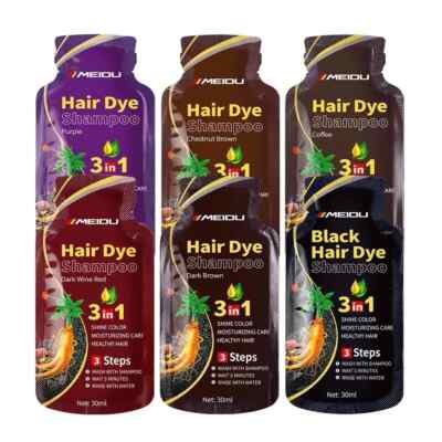 10PCs MEIDU Hair Dye CHESTNUT BROWN Color Shampoo 3in1 for Unisex Women & Men