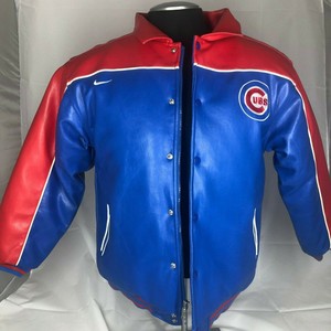 Nike Boys Large 16/18 Faux Leather Chicago Cubs MLB Baseball Bomber Jacket, Zip | eBay