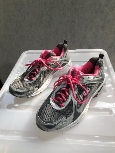 FILA DLS Womens US Size 9 Sneaker Running Shoes Silver Grey and Neon Pink - Picture 2 of 10