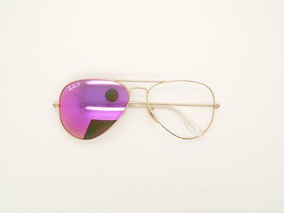 Ray-Ban RB3025 Aviator Large Metal Sunglasses with Purple Mirror Lenses RayBan RB3025 Aviator Classic Sunglasses Unisex Flash Mirror  main image 3