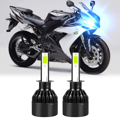Ice Blue H1 LED Headlight Bulb High/Low Beam 120W C9 For YAMAHA YZF-R1 2004-2005