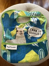 Tiny Twinkle Mess Proof Baby Bib - Waterproof Machine Washable Como Se Llamas