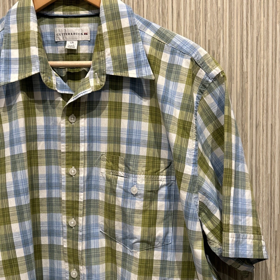 Cutter & Buck Shirt Mens Large Plaid Button Down Golf Lightweight Cotton - Image 2 of 4