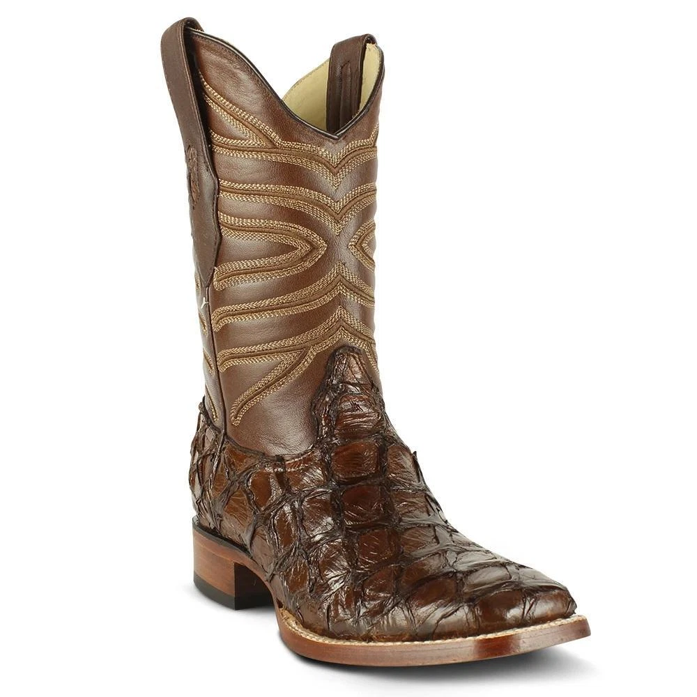 Los Altos PIRARUCU FISH BROWN SQUARE Toe Handmade WESTERN BOOT EE 8221007