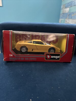 Burago Bugatti EB 110 1991 1/24 Diecast cod 0535 Yellow Collector Car damage box