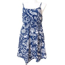 Lane Bryant Tropical Floral Hawaiian Blue & White A-Line Skater Dress Plus Size