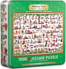 Holiday Cats 1000 Piece Jigsaw Puzzle in Tin Eurographics New