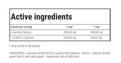 l carnitine 3000 ingredients Trec L-Carnitine 3000 120 Caps | High Strength Fat Burner Support