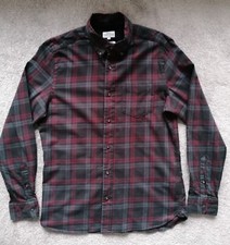 NEXT Black/Burgandy/Grey Long Sleeve Checked Shirt - Medium - Good Condition