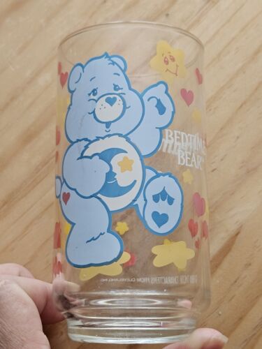 Rare tasse de collection vintage 1985 soin du coucher ours dessin animé en verre 5" - Photo 1 sur 2